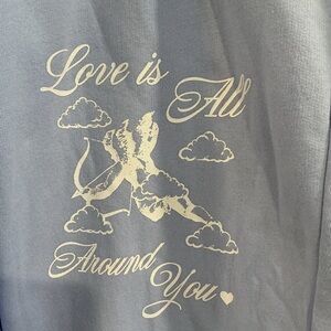 Blue & Cream Print wide leg sweat pants